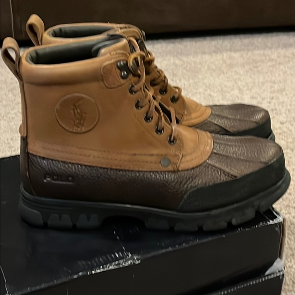 Polo Ralph Lauren Burson leather boots new tan briarwood Men’s Sizes - Picture 2 of 10